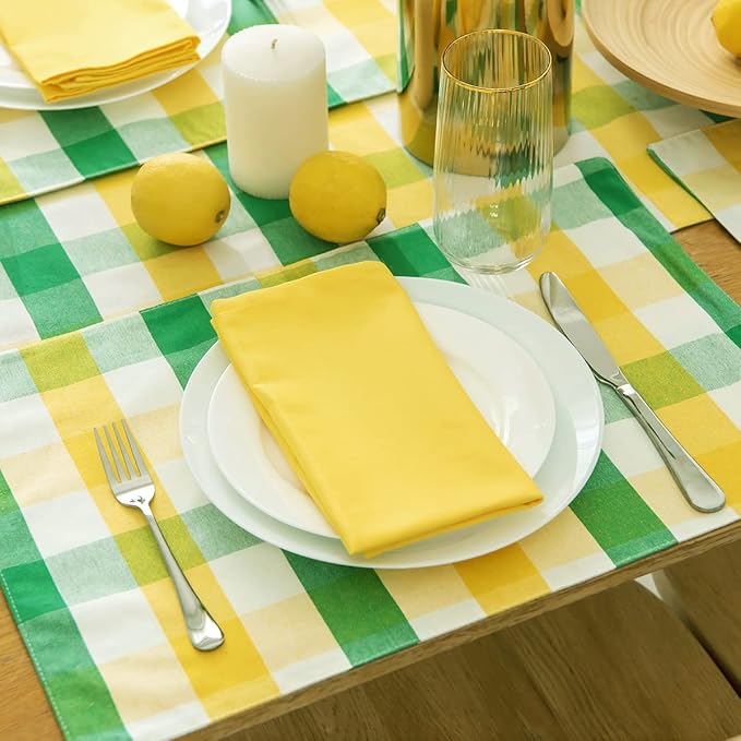 Yellow Cloth Napkins 100% Cotton Set of 12, 18 x18 inch, Summer Cloth Napkins for Table Decor for Dinner, Soft Comfortable and Reusable (Jasmine Yellow)