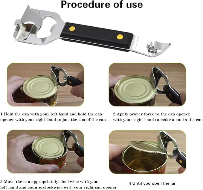 Bottle Opener - Manual Can Opener - Versatile 4-In-1 Can Opener for Kitchen Restaurants and Camping Trips (2)