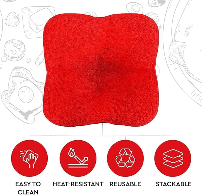 Set of 2 Red Microwave Hot Pads - Pot Holders, Cozies for Food, Ooma, Ramen or Soup Bowl Cozy, Kitchen Gadgets