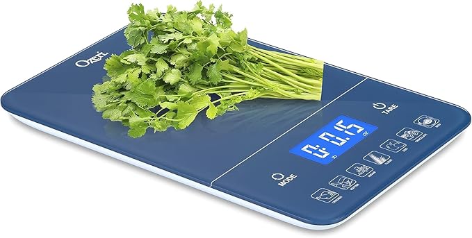 Ozeri Touch III Digital Kitchen Scale with Calorie Counter, 22 lbs (10 kg), Classic Blue