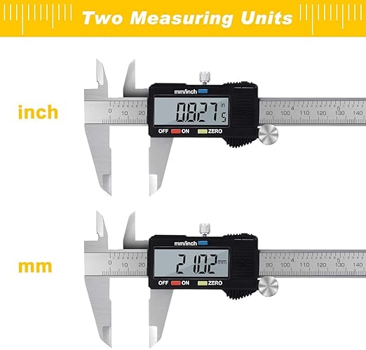 Adoric Digital Caliper, Electronic Digital Caliper Stainless Steel Body with Large LCD Screen | 0-6 Inches | Inch/Millimeter Conversion