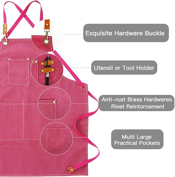Aprons For Women Men With Pockets 2 Pcs,Kitchen Waterproof Hair Stylist Linen Bbq Tool Canvas For Adults Apron