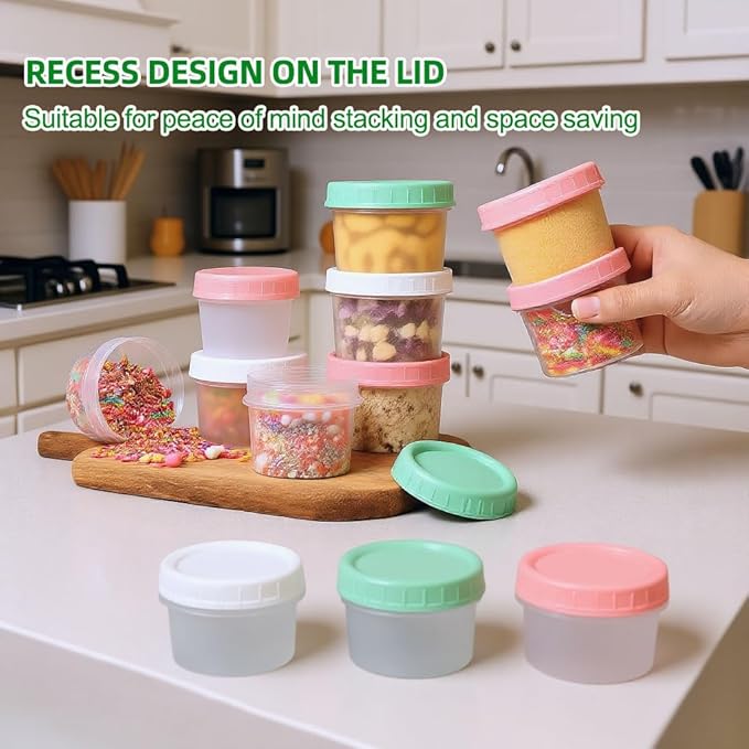 4oz Plastic Containers with Lids, Food Storage Containers Reusable Dishwasher Freezer Safe Airtight Microwave & Dishwasher Safe Takeout Jar (135pcs 4oz)