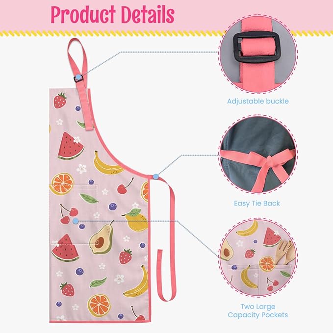 SANDJEST Kids Apron with Chefs Hat Set, Kitchen Apron Gifts