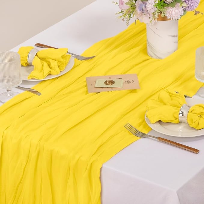 MLMC 24 Pack Yellow Cheesecloth Napkins Washable Cloth Napkins 21"x21" Boho Reusable Dinner Napkins in Bulk for Back to School Bridal Baby Shower Events Table Decor
