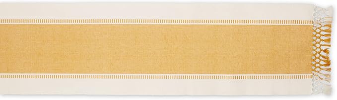 DII Dobby Stripe Woven Table Runner, 13x72, Honey Gold