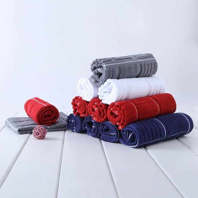 Glynniss Kitchen Dish Cloths for Washing Dishes, Cotton Dish Rags for Drying Cleaning, Pack of 8 Dishcloths (red, 12x12 inches)