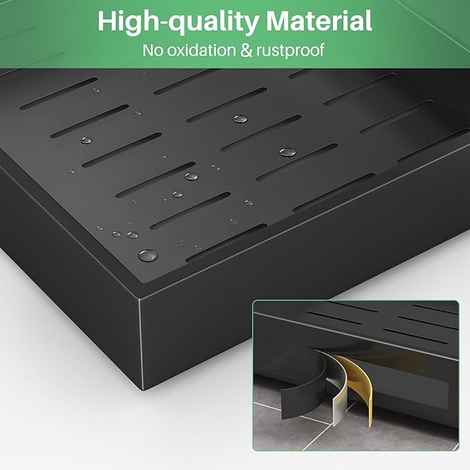 Pull out Cabinet Organizer, 21"Deep, 20"Wide Full-Extension Heavy Duty Slide out Drawers with Nano Adhesive, Roll Out Shelves Sliding Cabinet for Kitchen, Bathroom, Pantry, Under Sink Storage(Black)