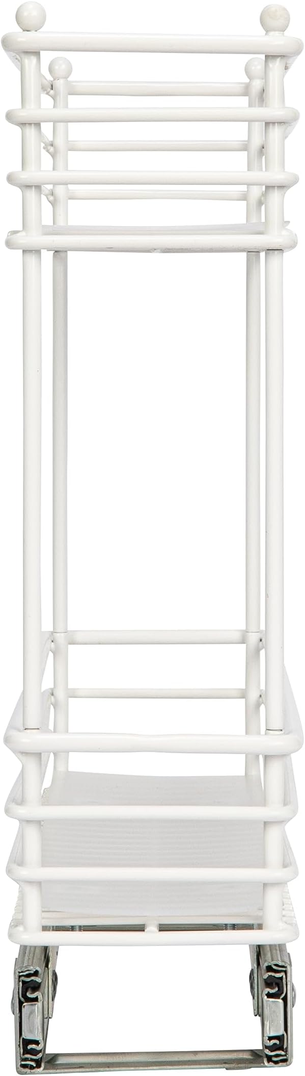 Household Essentials Glidez Paint-Finished Steel Pull-Out/Slide-Out Basket Storage Organizer with Plastic Liners for Under Cabinet Use - 2-Tier Design - Fits Standard Size Cabinet or Shelf, White