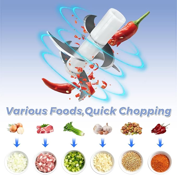 Tiiyee Electric Garlic Chopper, 350ML USB Garlic Mincer Masher Portable Veggie Chopper Blender to Vegetable Grinder Mini Food Processor 6 Stainless Steel Blade for Nuts Chili Onion Ginger Spices