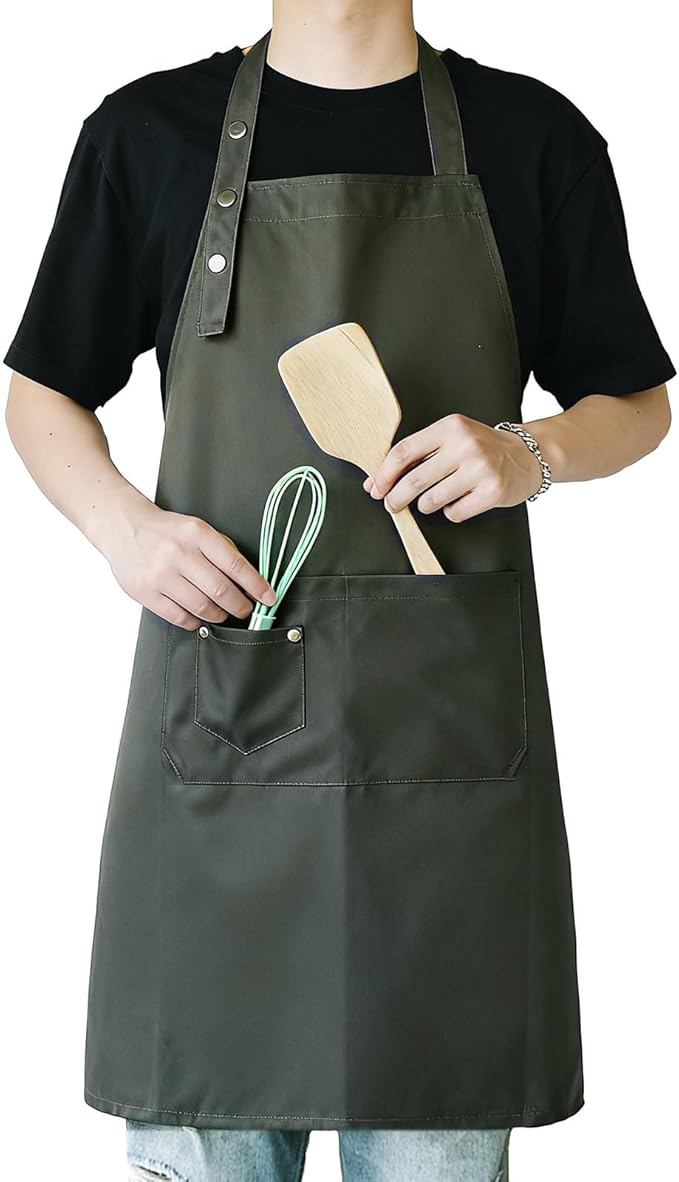 MORNITE Art Aprons for Painting Pottery Ceramics, Mens Women Kitchen Cooking Aprons Waterproof Green