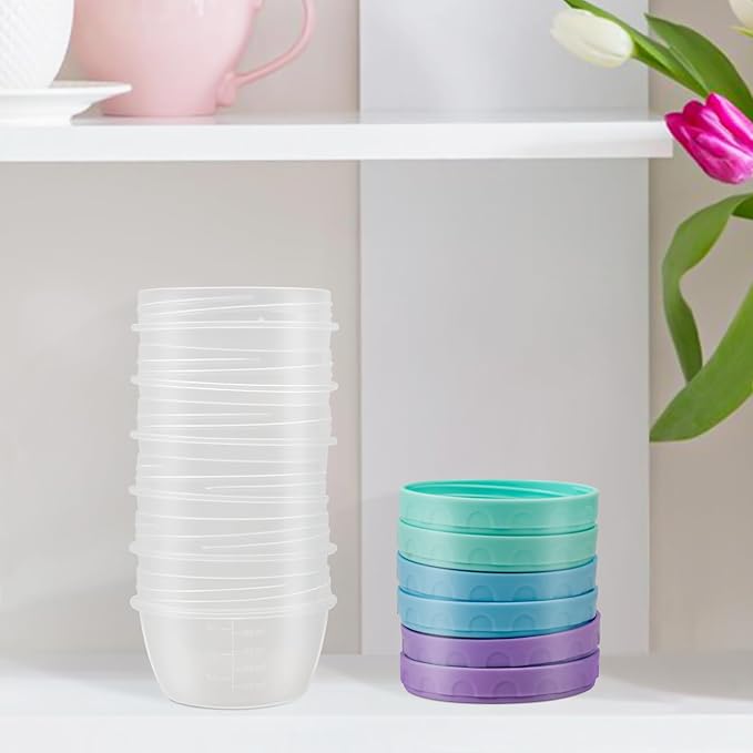 Salad Dressing Container to Go with lids,Dishwasher and Microwave Safe Tiny Condiment Containers with Graduated Lines, Reusable and Leakproof Small Sauce Containers for Lunch Box 6 Pcs 4 OZ Mixed 1