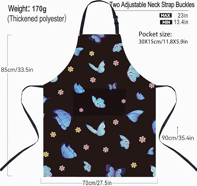 ZiQilin Adjustable Waterproof Kitchen Apron for Women with 2 Pockets Cooking Chef Apron Gardening Funny BBQ Aprons for Men