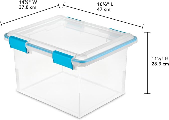 Sterilite 16-Pack Gasket Box, Weather-Resistant Storage Bins with Latching Lids, 32 Quart - Heavy-Duty Organizing Containers for Closet, Bathroom, and Office