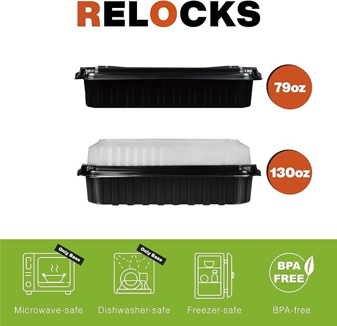 Ultra-Cold Freezer Containers (-30°C/-22°F), Frozen Meal Prep Storage with Lids, Microwave & Freezer-Safe, Perfect for Frozen Meat, Seafood and Hot Meals, 12" x 10" x 2.3", 10 Packs
