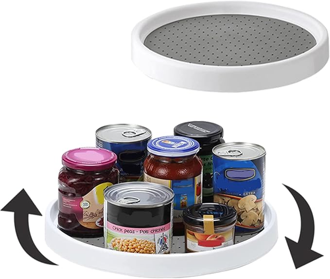 Set of 2, 10 Inch Non-Skid Lazy Susan Organizers - Turntable Rack for Cabinet, Pantry Organization and Storage, Kitchen, Fridge, Bathroom Makeup Vanity Countertop, Under Sink Organizing, Spice Rack