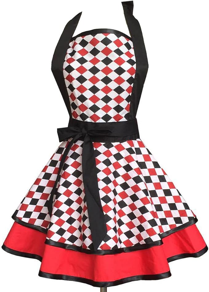 Hyzrz Lovely Handmade Cotton Retro Aprons for Women Girls Cake Kitchen Cook Apron for Mother's Gift (Multicolor)
