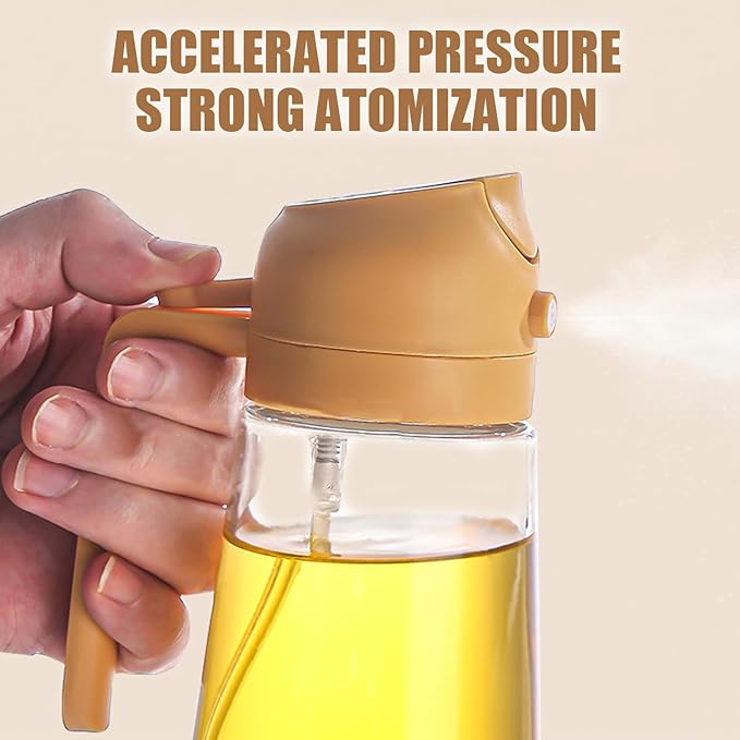 2 in 1 Oil Dispenser and Oil Sprayer,Oil Dispenser for Kitchen Spray,470ml Olive Oil Bottle,Cooking, Kitchen, Salad, Deep frying, Vinegar, Barbecue Spray Bottle (black)