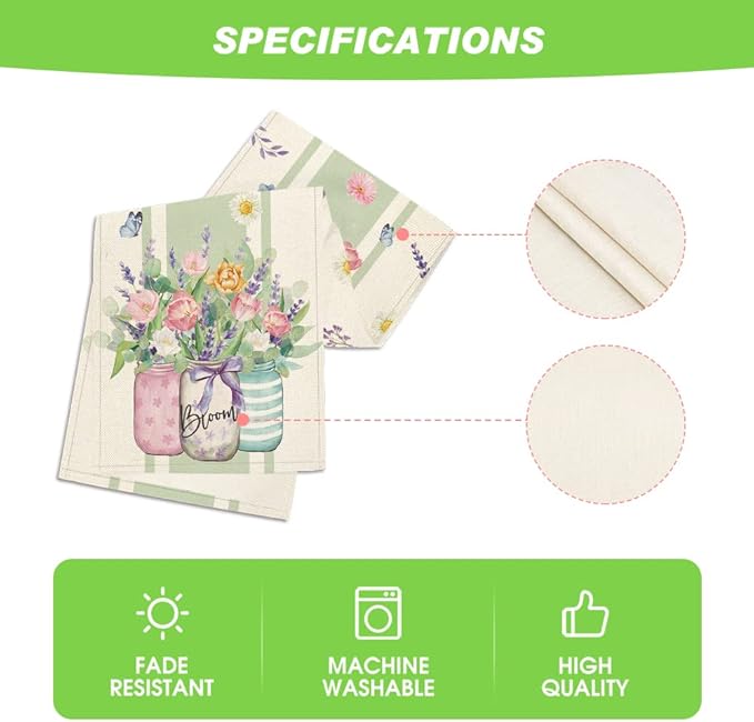 Artoid Mode Vase Bloom Tulip Lavender Summer Table Runner, Seasonal Spring Kitchen Dining Table Decoration for Home Party Decor 13x120 Inch