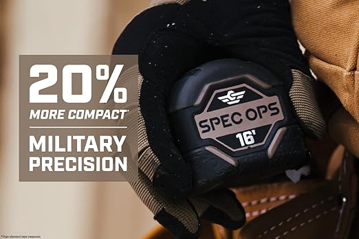 Spec Ops Tools 16-Foot Tape Measure, 1" Double-Sided Blade, Military-Grade Composite Case, 3% Donated to Veterans