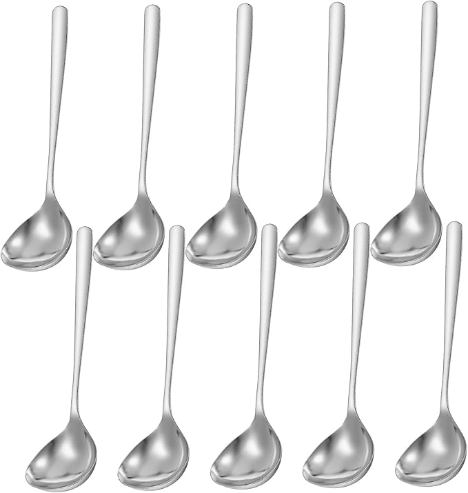 10 Pack Small Ladle Sauce Ladle, 8 Inch 304 Stainless Steel Soup Ladles Gravy Soup Spoon Ladles for Serving Sauces(Silver)