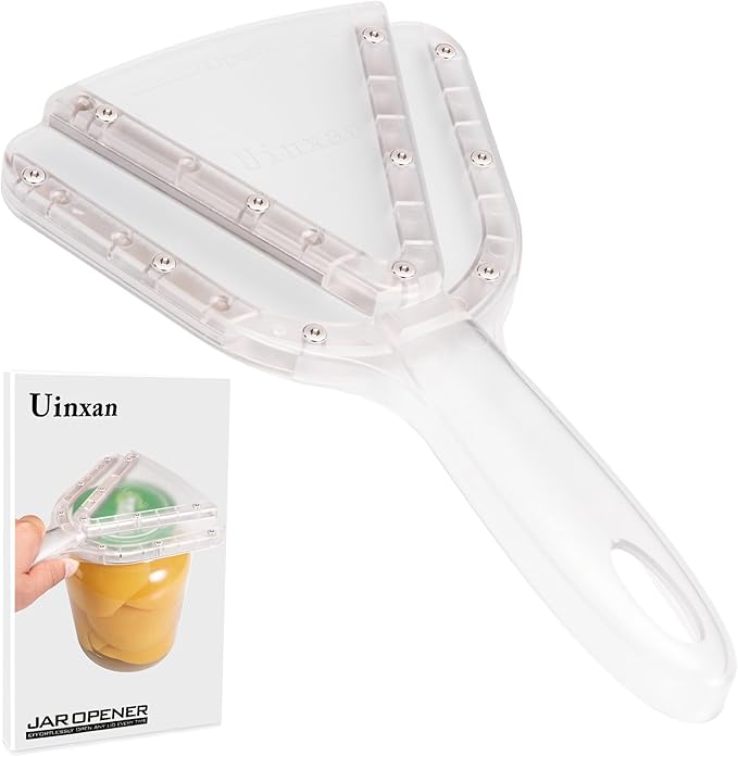 Uinxan Jar Opener for Weak Hand & Seniors with Arthritis,Easy Twist Off Bottle Caps,Patent | Unique Kitchen Gadgets,Handheld Lid Top Open for Elderly/Women/Men (Transparent)