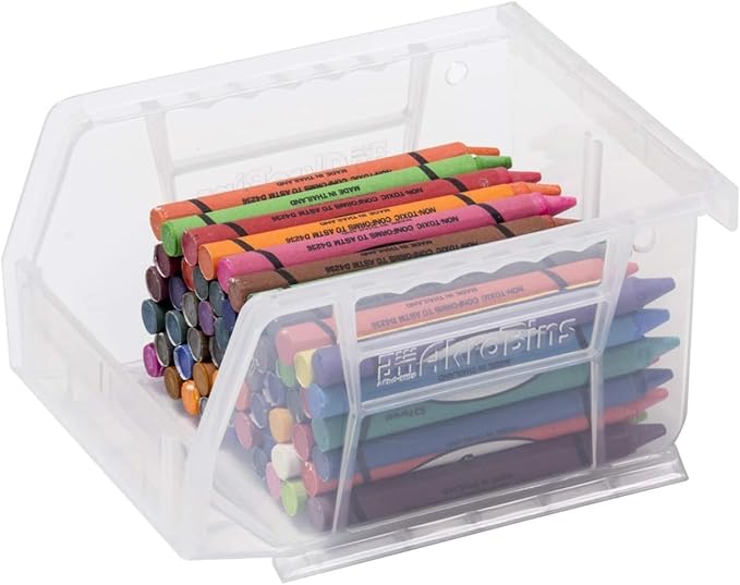 Akro-Mils 30210 AkroBins Plastic Storage Bins, Space-Saving Stackable Bins for Garage, Pantry, Craft Organization, 5" x 4" x 3", Clear, 24-Pack