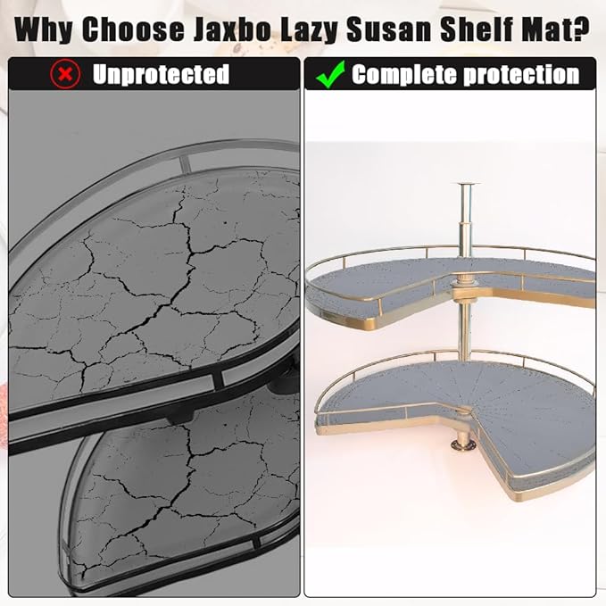 2 PCS 26" Lazy Susan Shelf Liner, Jaxbo Silicone Lazy Susan Liner for Dual Tier Pie Cut Organizer,Non-Slip Thermal Protection Mat