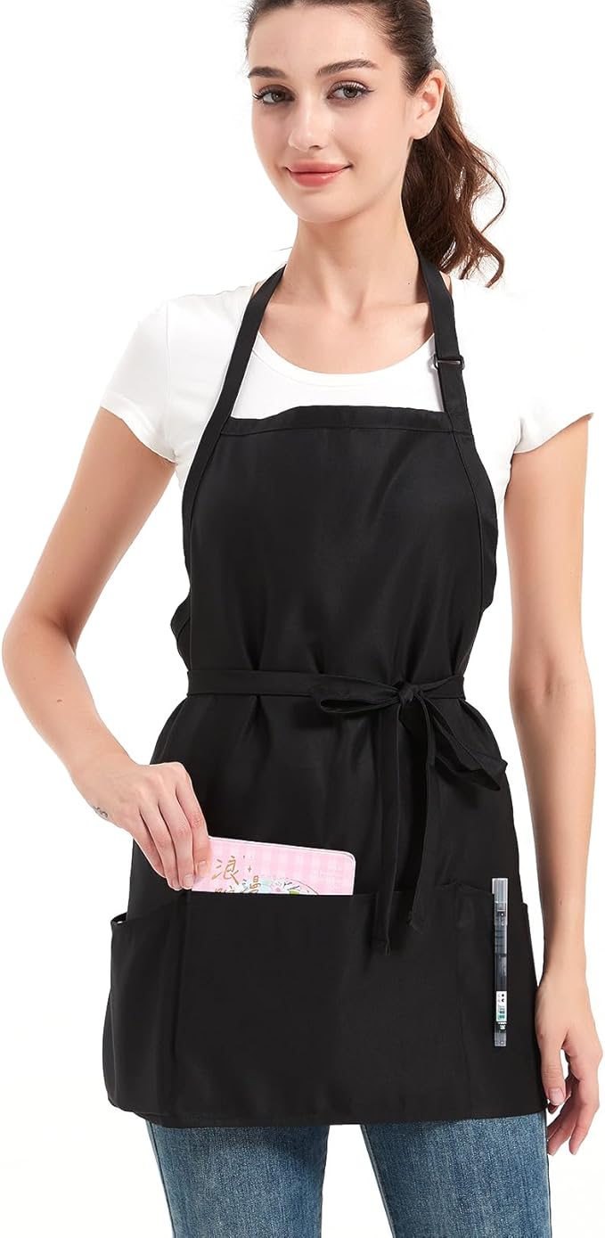 Short Aprons for Women with 3 Pockets，Waterproof Chef Apron for Cooking, Men Kitchen Apron for Grilling Bbq