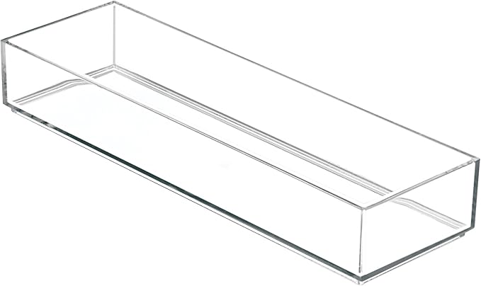 iDesign Clarity Plastic Drawer Organizer, Storage Container for Silverware, Utensils, Kitchen Gadgets in Pantry, Cabinets, Countertops, 4" x 12" x 2" - Clear