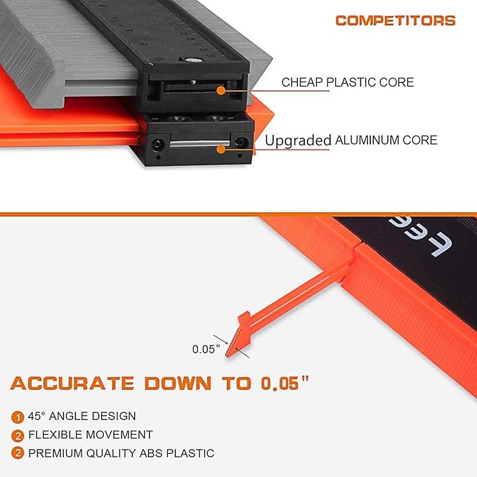 Feeke Contour Gauge (12+5 Inch) with Lock Profile Tool, Birthday Gifts for Men Dad Husband Him Super Contour Shape Duplicator Men Gifts Woodworking Tools Construction Outline Angle Measuring Tool