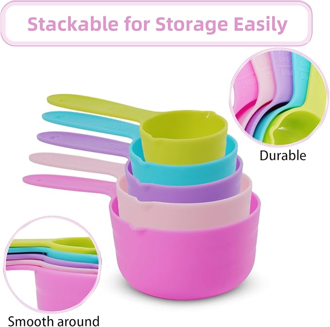 10PCS Measuring Spoons and Cups Set Stackable Nesting Cups Spoons for Cooking Baking Supplies, Kitchen Gadgets Essentials Tools