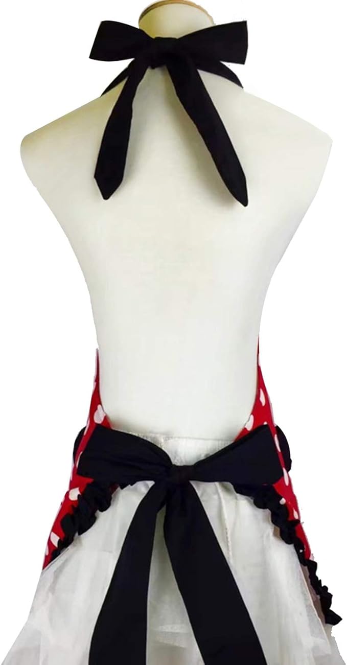 RosieLily Retro Aprons for Women with Pockets Vintage Apron Kitchen Apron for Cooking Baking Cute