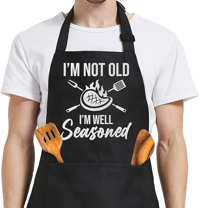 SANDJEST Funny Apron for Dad - Birthday Father’s Day Cooking Grilling Gifts for Mens