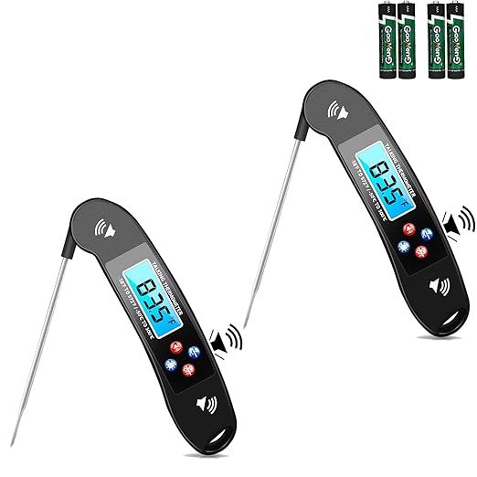 2PCS Digital Talking Thermometer for The Blind, Waterproof Instant Read Food Thermometer with Talking Function & Backlight, Meat Thermometer with Probe for Cooking and Grilling, and More