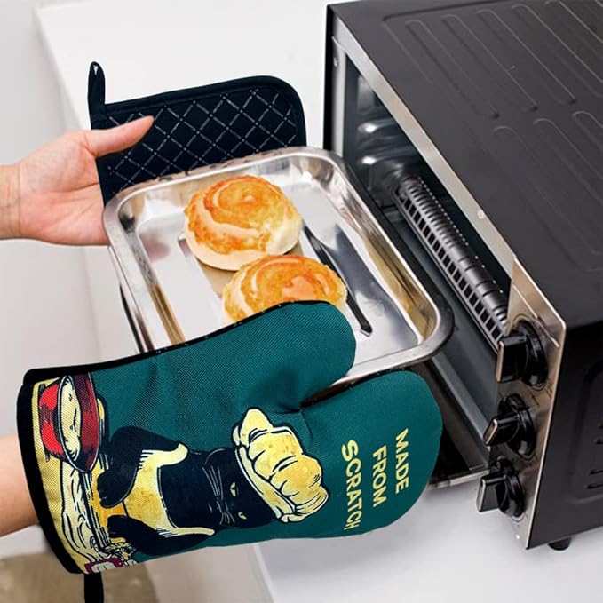zcyhtqp, Made from Scratch, Funny Silicone Non-Slip Oven Mitts and Pot Holders Sets of 2, Cat Oven Mitts, Bake Lover Gift, Kitchen Gift for Cat Owner, Cat Mom