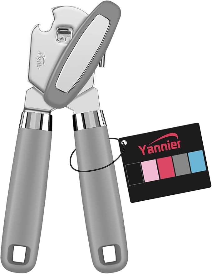 Multifunctional Heavy Duty Can Opener Manual Smooth Edge Can Opener and Bottle Openers with Magnet Durable Sharp Cutting Blade Comfortable Handle Big Effort-Saving Knob Kitchen Tool