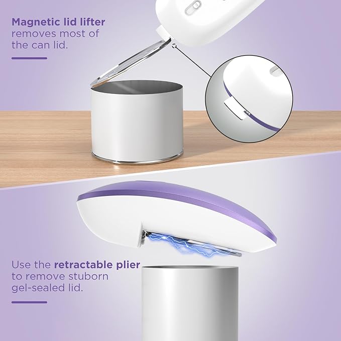 Canslab Ultrablade PRO Auto Stop Can Opener - Rechargeable Electric Can Opener for Kitchen for Seniors with Arthritis - One Touch Side Cut Opener, Smooth Edge, Lilac