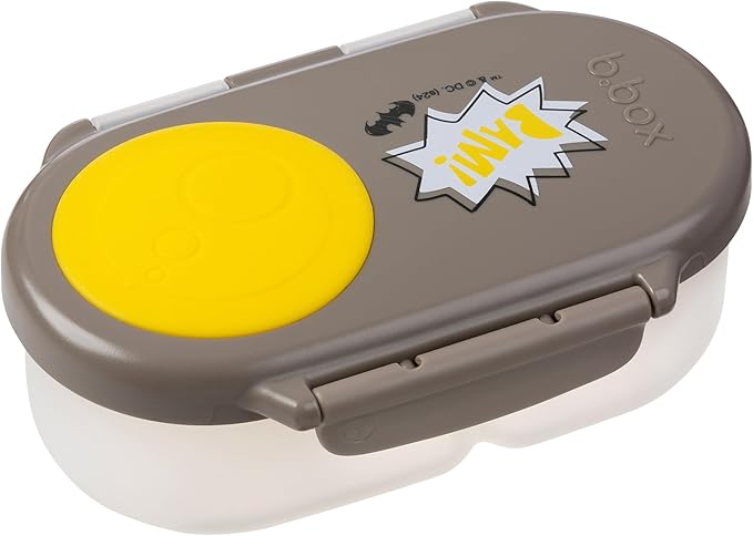 b.box Batman Snack Box - Leakproof 2 Compartment Snack Containers for Kids, Mini Bento Box for Kids & Toddlers, Lunch Containers, Dishwasher Safe, BPA Free, PFAS Free, Ages 4m+, 1.75 Cup Capacity