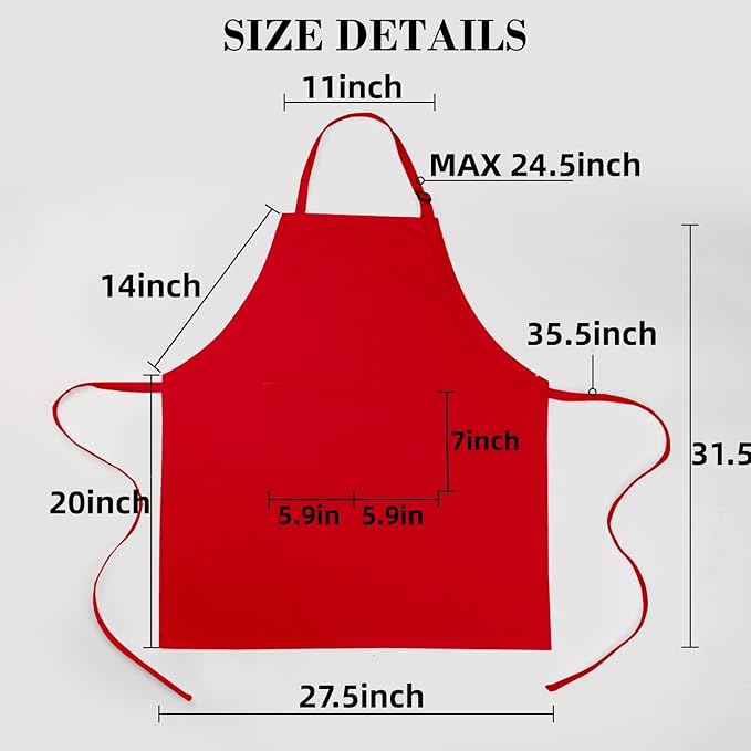 Chef Apron and Hat set, 2 Pockets Adjustable Cotton Kitchen Cooking Bib Apron, Baker Costume for Men Women