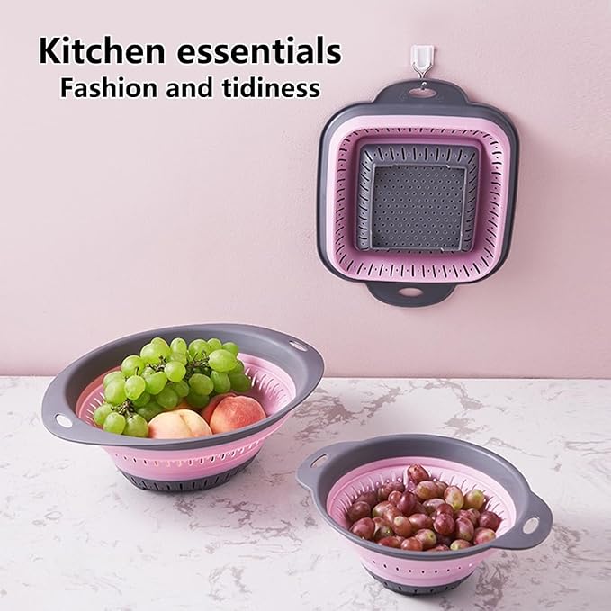 Collapsible Colander and Strainer,Silicone Strainer Colanders & Food Strainers,for Vegetable and Fruit, Kitchen Essentials