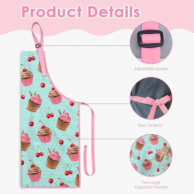 SANDJEST Kids Apron with Chefs Hat Set, Kitchen Apron Gifts