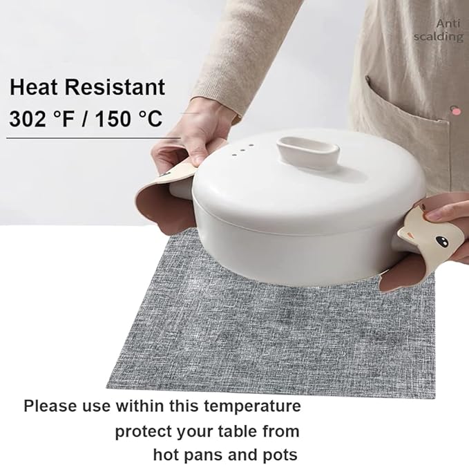 Weabetfu Cloth Placemats Set of 4 Heat Resistant Dining Table Placemmats Cotton Linen Machine Washable Kitchen Table Mats Wrinkle Free Thick Fabric Place Mat,Easy to Clean,13"x19",Mottled Grey w/Brown