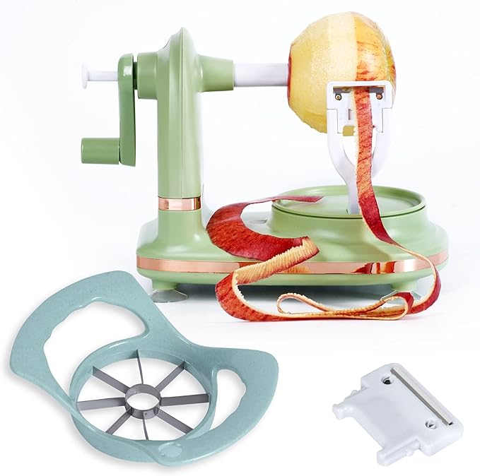Soft Home Upgraded Plastic Apple Peeler, Pear Peeler and Apple Slicer Corer with Stainless Steel Blades(one backup blade included)