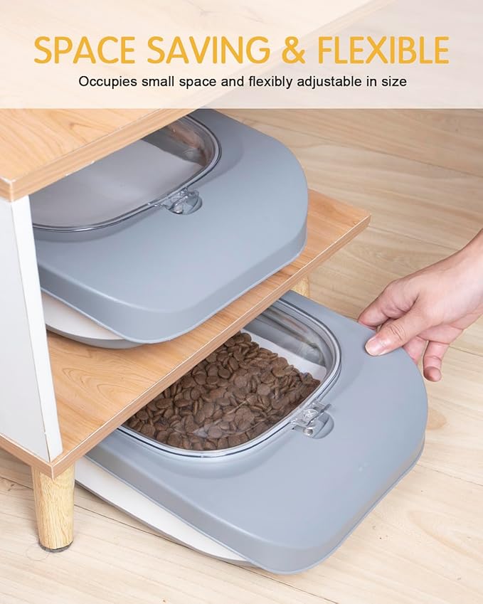 HOYTAMDAR 13 Lbs Dog Food Container, Collapsible Dog Food Storage Container with Airtight Lid, Cat Food Storage container Dry Food for Pets, Rice, Cereal, Silicone Pet Bowl and Dog Food Scoop