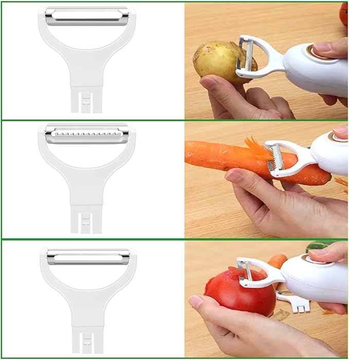 Electric Potato Peeler, Handheld Electric Vegetables and Fruit Peeler 3-in-1 Pro Set, USB Rechargeable Kitchen Gadgets for Apples, Potato, Carrots, Cucumber
