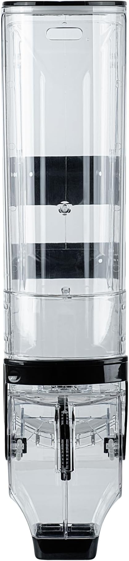 Restaurantware Cereal Dispenser 5 gal Plastic Wall-Mounted Gravity Bin Candy Dispenser Self-Serve Black Dry Food with Wall Mount Brackets for Breakfast Buffet or Hotel Use