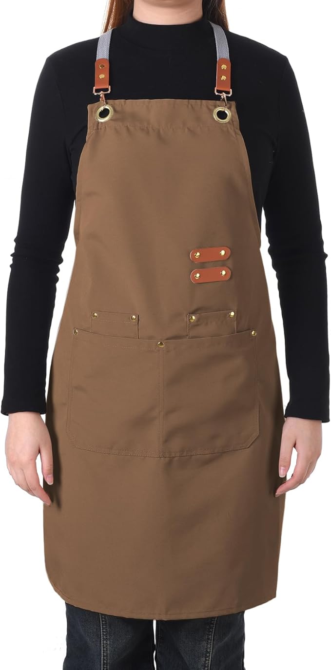 Aoomzoon Durable Kitchen Apron,Multifunctional Chef Aprons for Women & Men with Pockets for Cooking Baking & Daily Use