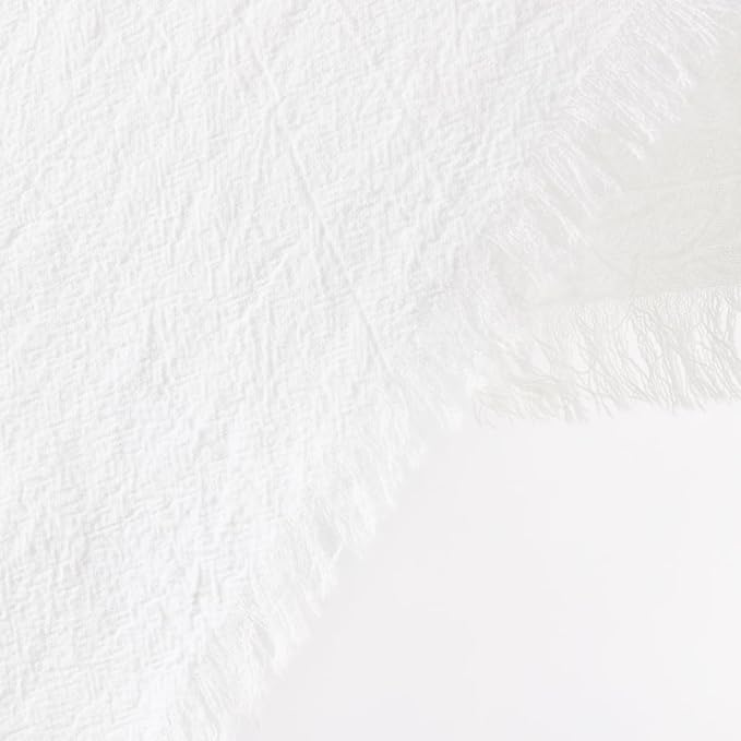DeZerlor 12 Pack Ivory White Cotton Linen Napkins with Fringe Spring Cloth Napkins Set of 12 Boho Handmade Dinner Napkins Bulk for Wedding Bridal Baby Shower Parties, 17 x 17 Inches