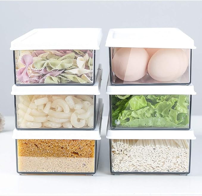 Flatware Tray Kitchen Drawer Organizer With Lid And Drainer - Plastic Food Storage Container food storage box for refrigerator Dinnerware Holder